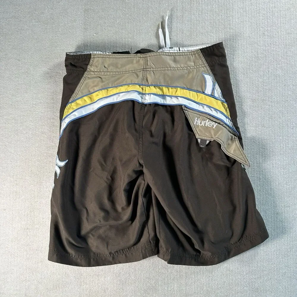 Hurley Boys Brown Board Shorts Swim Trunks Size 16 XL SURFING WAKEBOARD